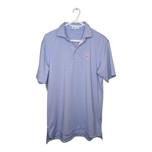 Peter Miller Summer Comfort Purple White Striped Golf Polo Top Mens M